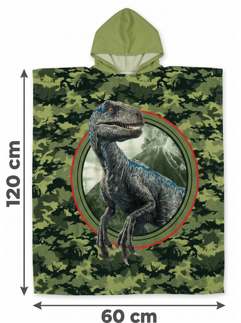 Poncho de Plage Jurassic World 60x120cm – Capuche – 100% Coton – Licence Officielle Beige/Vert - Kiabi
