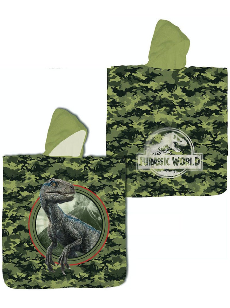 Poncho de Plage Jurassic World 60x120cm – Capuche – 100% Coton – Licence Officielle Beige/Vert - Kiabi