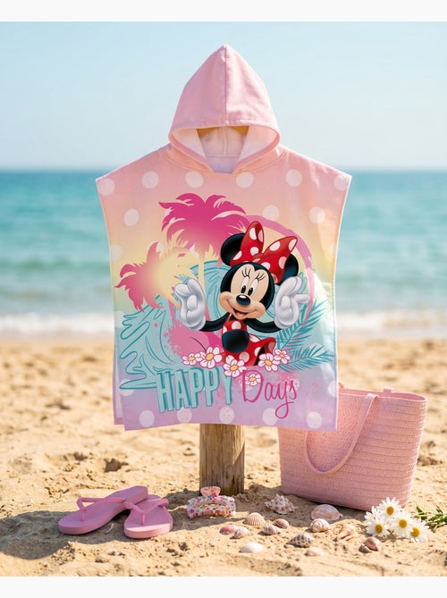 Poncho de Plage Minnie Mouse Happy Days 55x110cm – Pastel Rose – Capuche – 100% Polyester – Licence - Kiabi Poncho de Plage Minnie Mouse Happy Days 55x110cm – Pastel Rose – Capuche – 100% Polyester – Licence - Kiabi