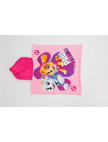 Poncho de plage paw patrol skye everest 55x110cm – rose fuchsia – capuche pointue – 100% polyester