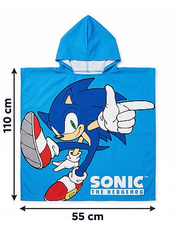 Poncho de Plage Sonic the Hedgehog 55x110cm – Capuche Pointe – 100% Polyester – Licence Officielle S