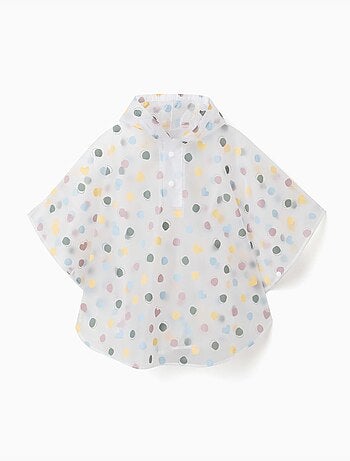 Poncho de pluie à capuche avec motif à pois