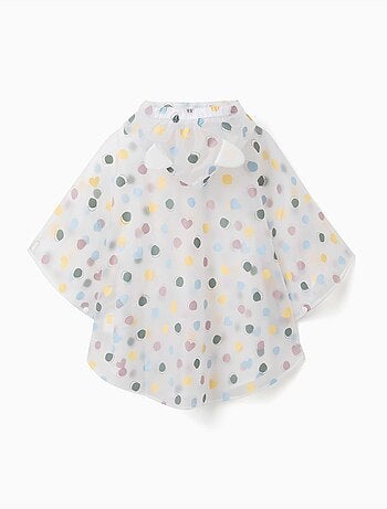 Poncho de pluie à capuche avec motif à pois
