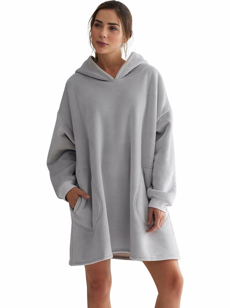 Poncho d'intérieur à capuche Supersoft Gris - Kiabi