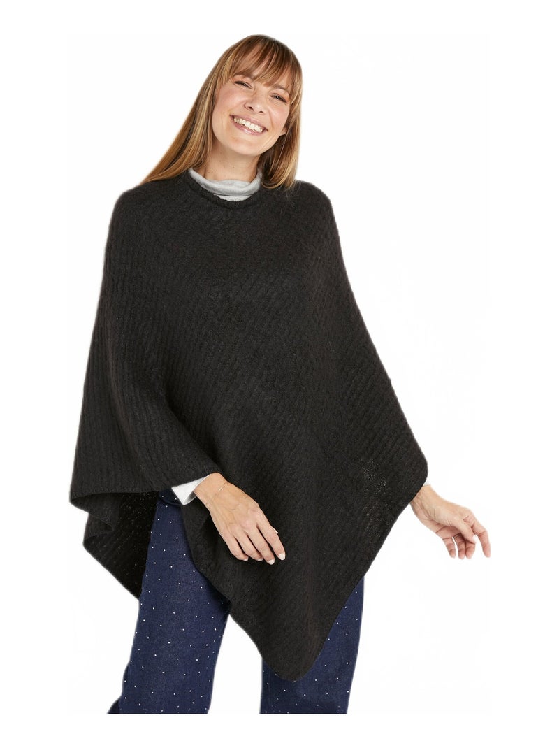 Poncho en maille mousseuse chaude Noir - Kiabi