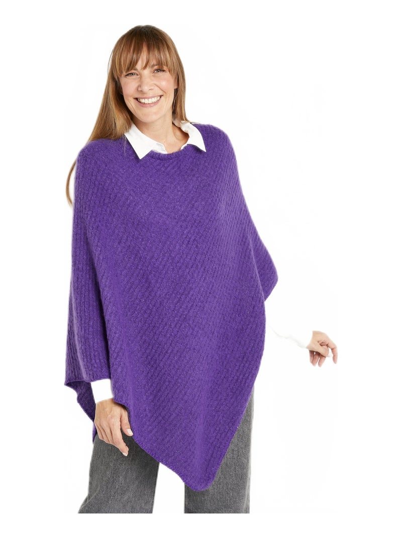 Poncho en maille mousseuse chaude Violet - Kiabi