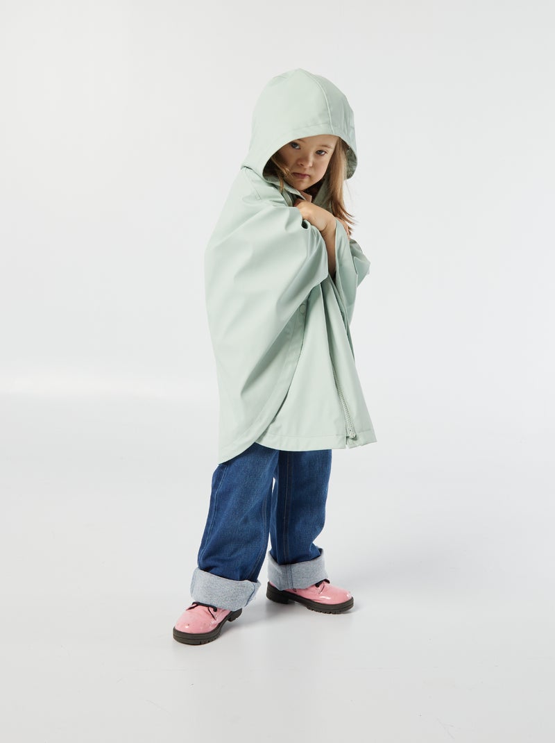 Poncho en matière gomme à capuche - collection facile à enfiler Vert - Kiabi