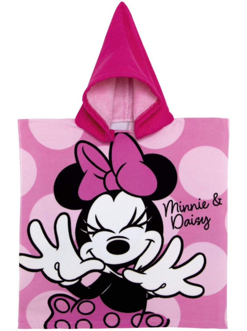 Poncho en microfibre Minnie & Daisy avec capuche, 50 x 50 cm Rose - Kiabi