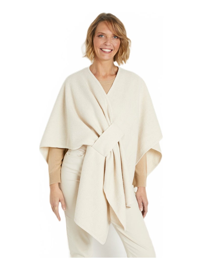 Poncho en tissu chaud biais ton sur ton Beige - Kiabi