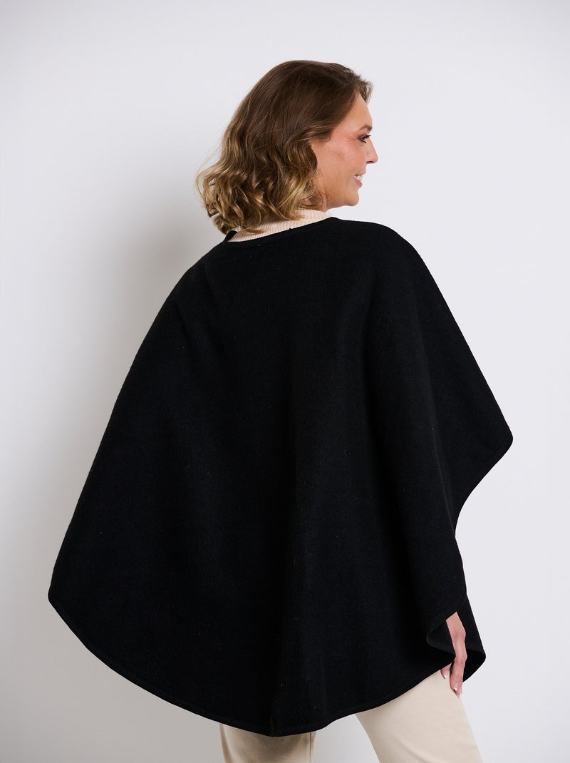 Poncho en tissu chaud biais ton sur ton Noir - Kiabi