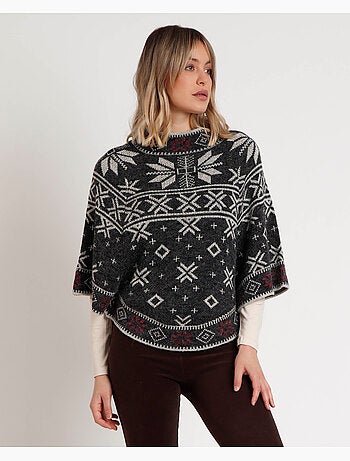 Poncho en tricot à bordure de neige ADMAS pour femme