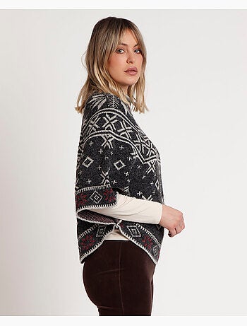 Poncho en tricot à bordure de neige ADMAS pour femme