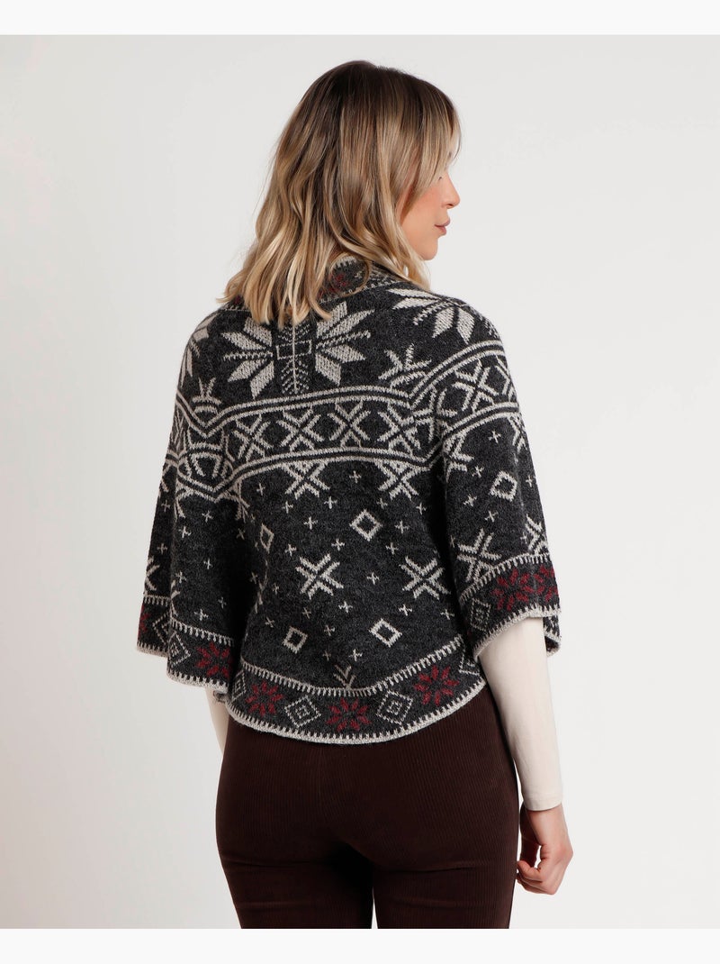 Poncho en tricot à bordure de neige ADMAS pour femme Gris - Kiabi