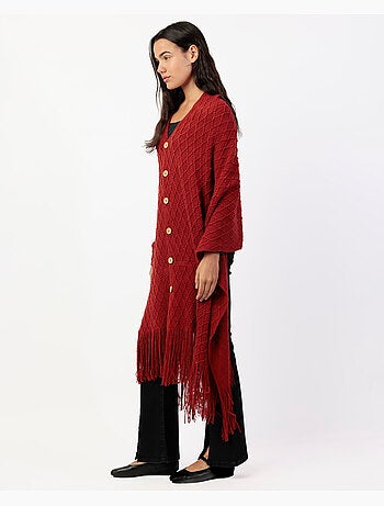 Poncho en tricot ouvert pour femme ADMAS avec boutons et élégance tricotée