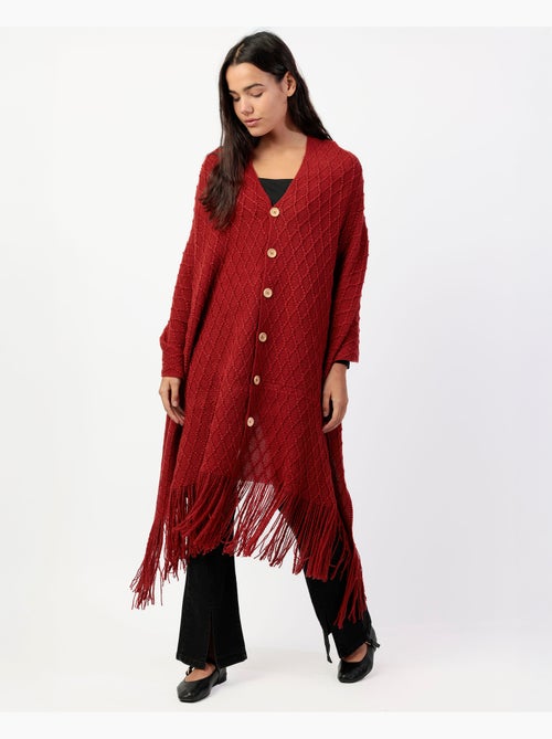 Poncho en tricot ouvert pour femme ADMAS avec boutons et élégance tricotée - Kiabi