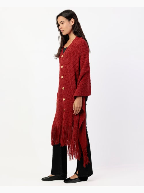 Poncho en tricot ouvert pour femme ADMAS avec boutons et élégance tricotée - Kiabi