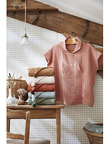 Poncho enfant avec capuche - Quadruple gaze de coton 220 g/m² – Gaïa