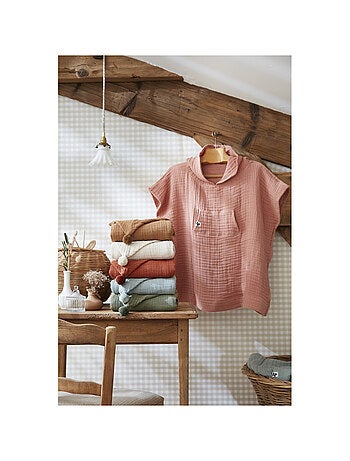 Poncho enfant avec capuche - Quadruple gaze de coton 220 g/m² – Gaïa