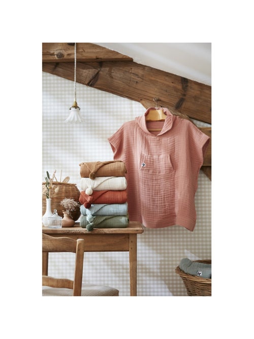 Poncho enfant avec capuche - Quadruple  gaze de coton 220 g/m² – Gaïa - Kiabi