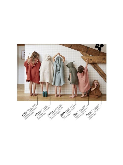 Poncho enfant avec capuche - Quadruple  gaze de coton 220 g/m² – Gaïa - Kiabi