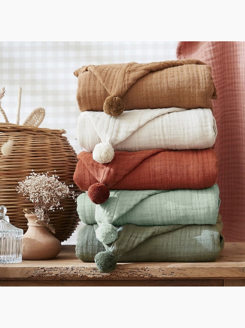 Poncho enfant avec capuche - Quadruple  gaze de coton 220 g/m² – Gaïa Camel - Kiabi