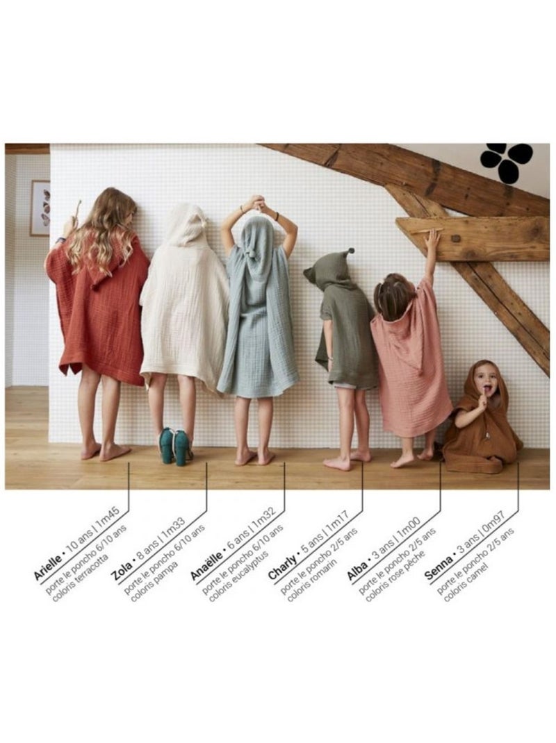 Poncho enfant avec capuche - Quadruple  gaze de coton 220 g/m² – Gaïa Camel - Kiabi