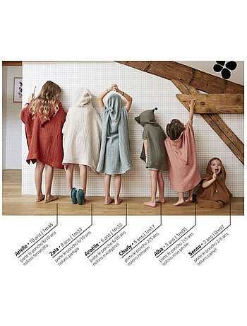 Poncho enfant avec capuche - Quadruple gaze de coton 220 g/m² – Gaïa