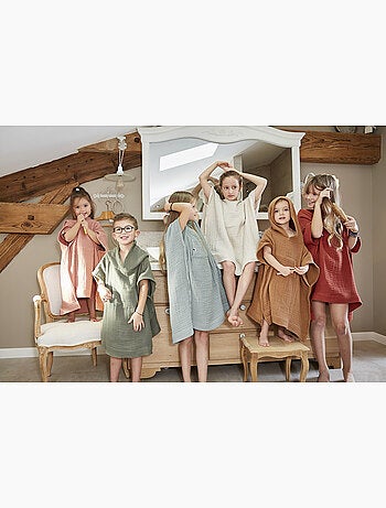 Poncho enfant avec capuche - Quadruple gaze de coton 220 g/m² – Gaïa