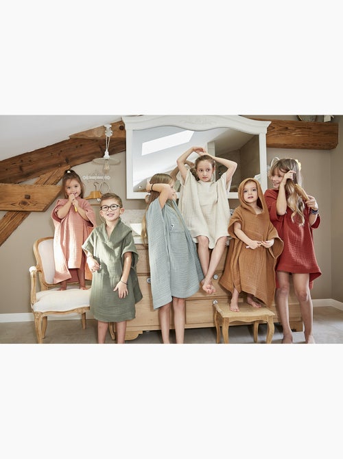 Poncho enfant avec capuche - Quadruple  gaze de coton 220 g/m² – Gaïa - Kiabi