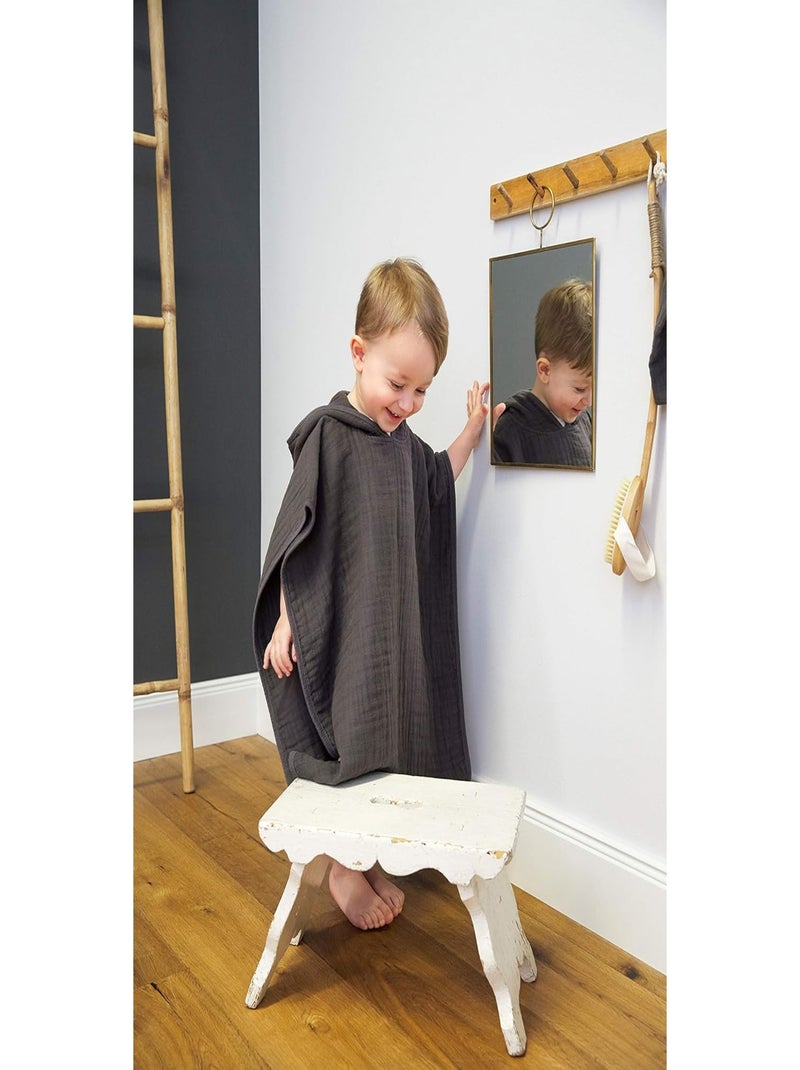 Poncho Enfant Gaze de coton PROMO LINGE gris anthracite - Kiabi