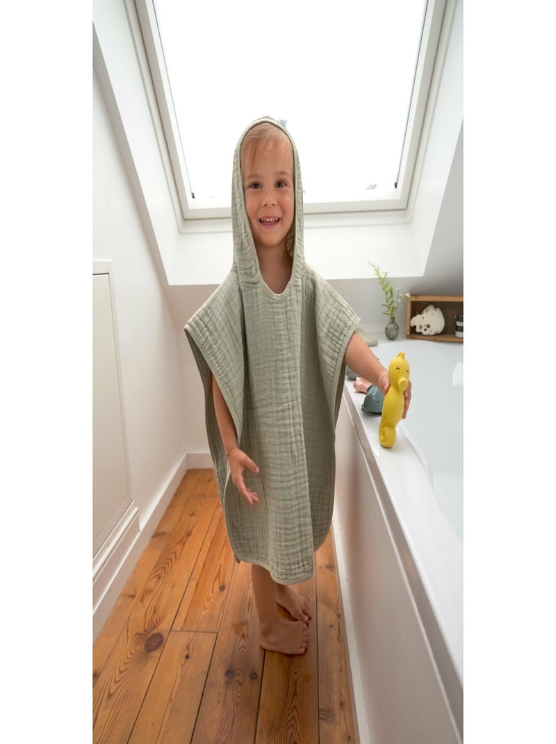 Poncho Enfant Gaze de coton PROMO LINGE Kaki - Kiabi
