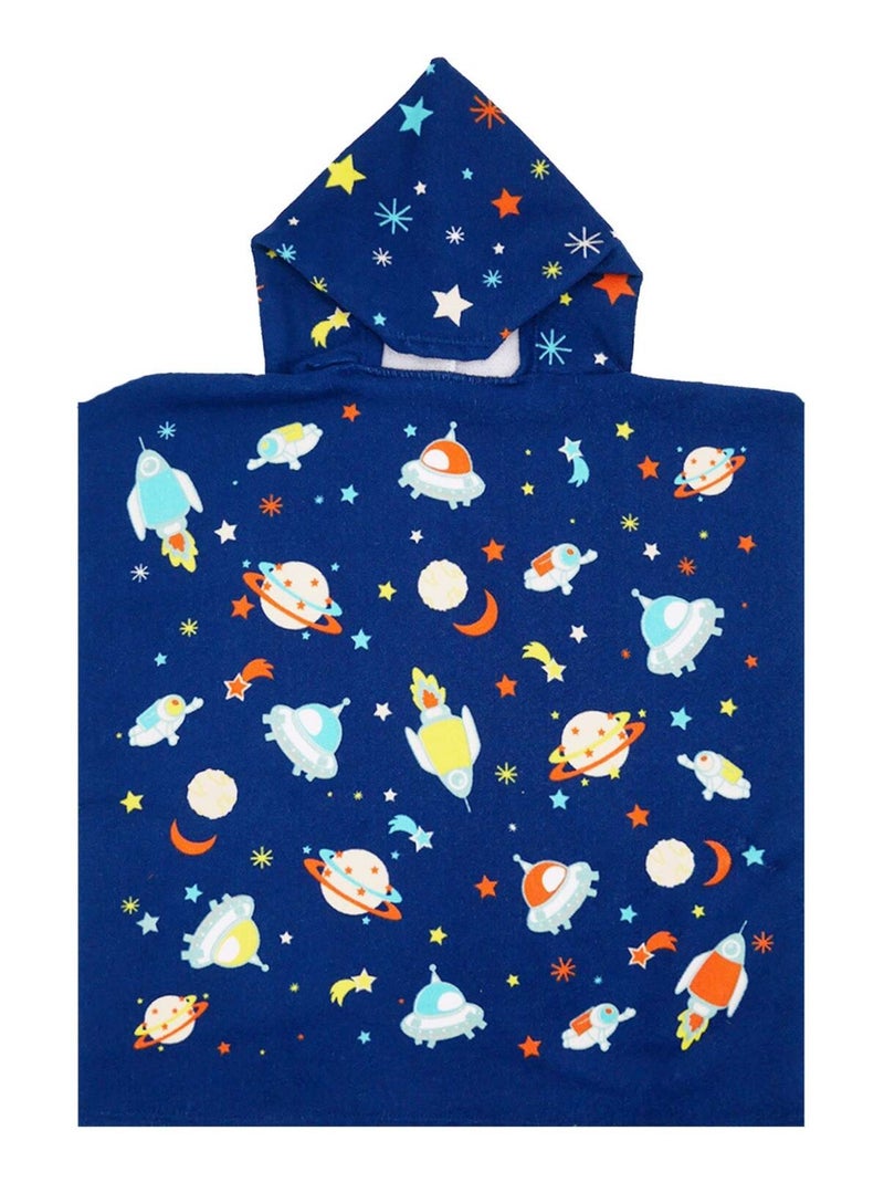 Poncho enfant microfibre Bleu 60x60 250g/m² - Poncho Galaxy Bleu - Kiabi