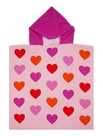 Poncho enfant microfibre Rose 60x60 250g/m² - Poncho Cœurs