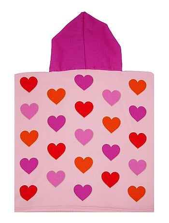 Poncho enfant microfibre Rose 60x60 250g/m² - Poncho Cœurs