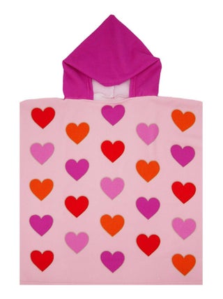 Poncho enfant microfibre Rose 60x60 250g/m² - Poncho Cœurs