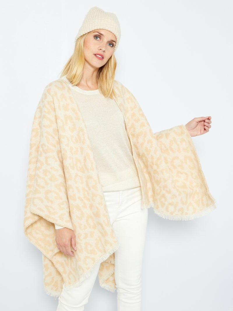 Poncho épais façon plaid Léopard - Kiabi