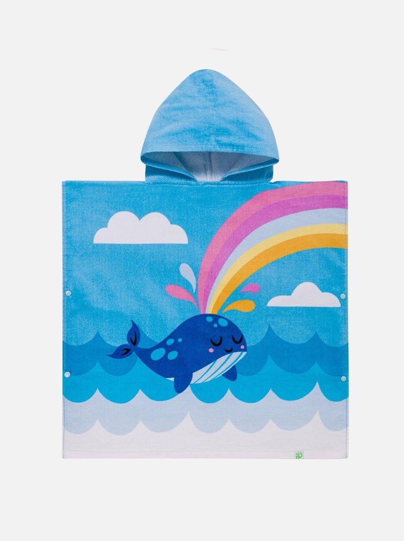 Poncho Éponge à Capuche Enfants Baleine Heureuse (120x60cm) Blanc Rose Bleu - Kiabi