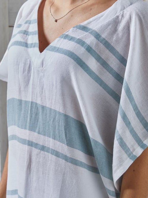 Poncho fouta avec franges - Kiabi