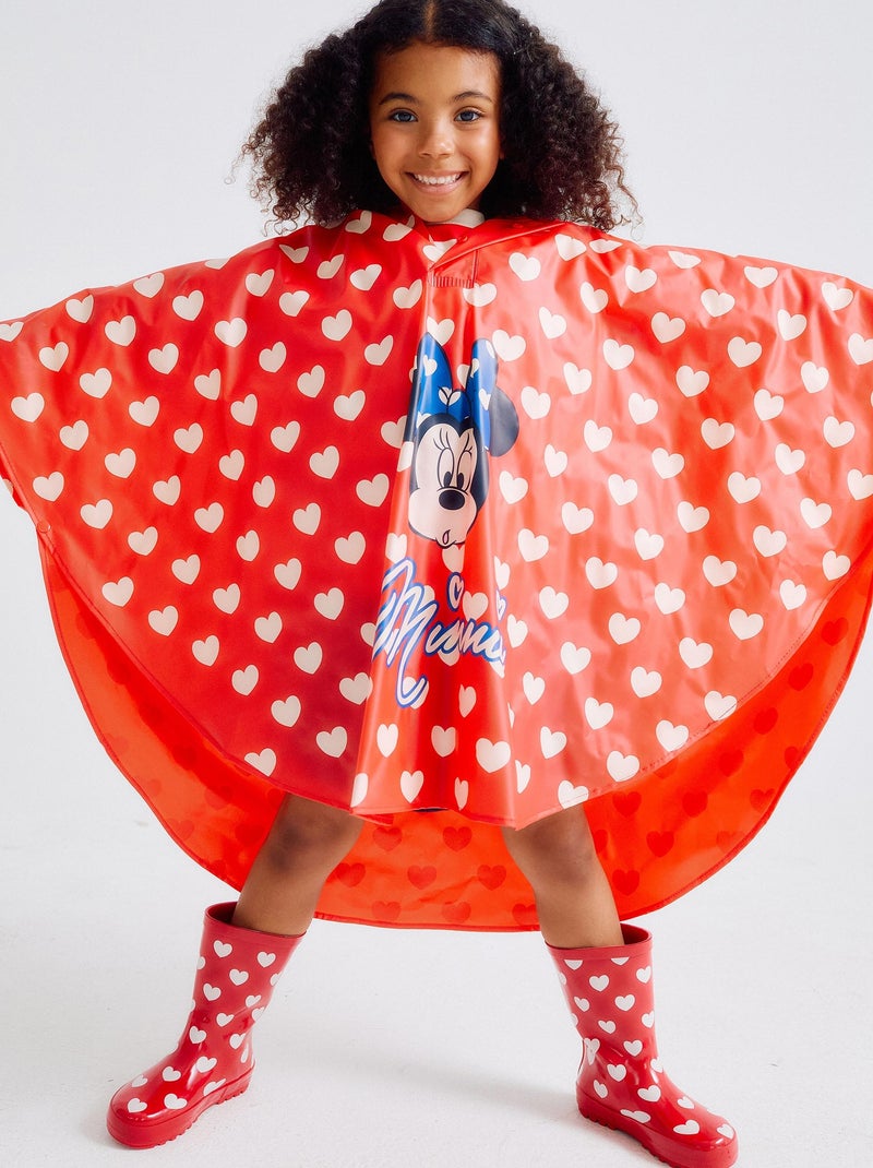 Poncho Imperméable avec Capuche Minnie Rouge Fille