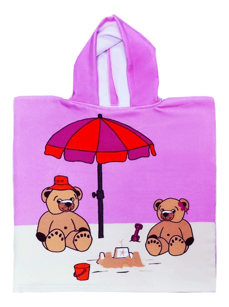 Poncho microfibre Nounours  60x120 250 g/m² Rose - Kiabi