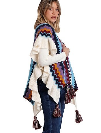 Poncho ouvert Volantes