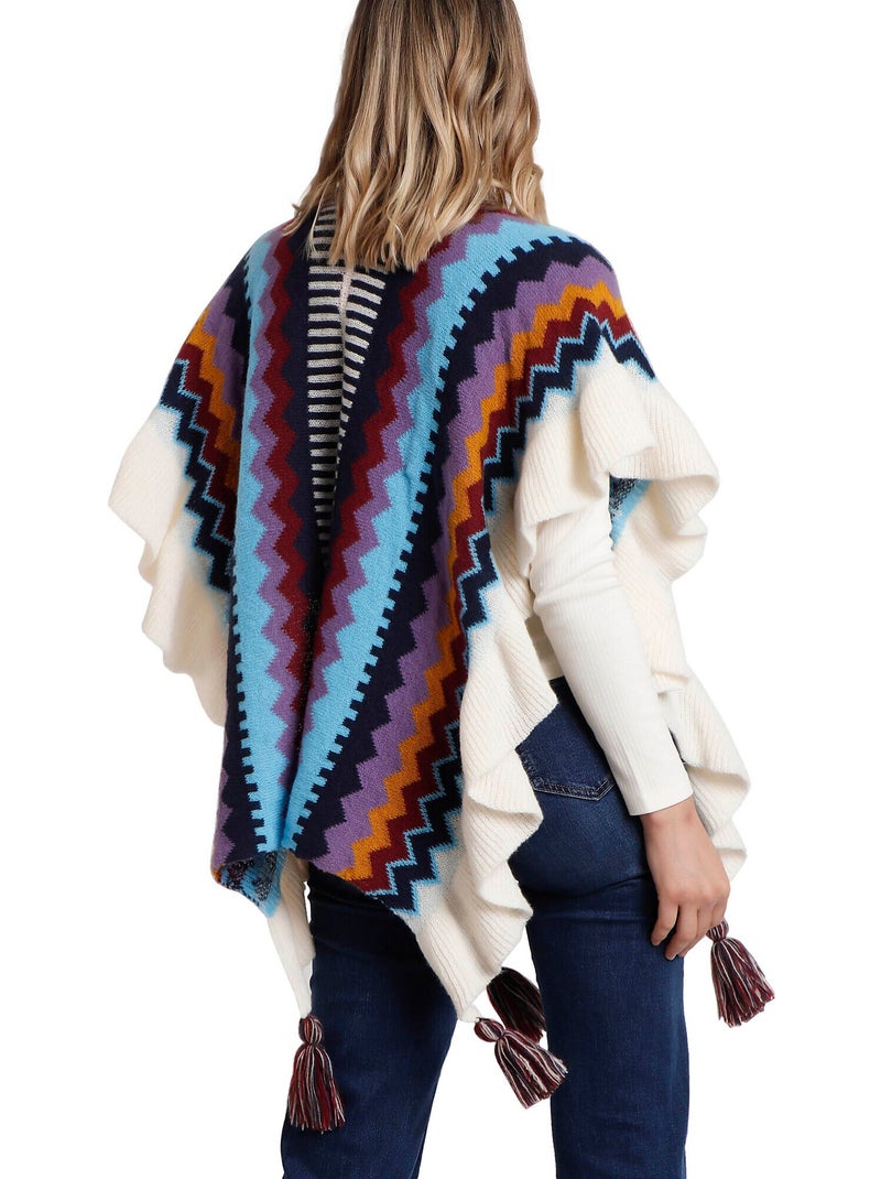 Poncho ouvert Volantes Multicolore - Kiabi