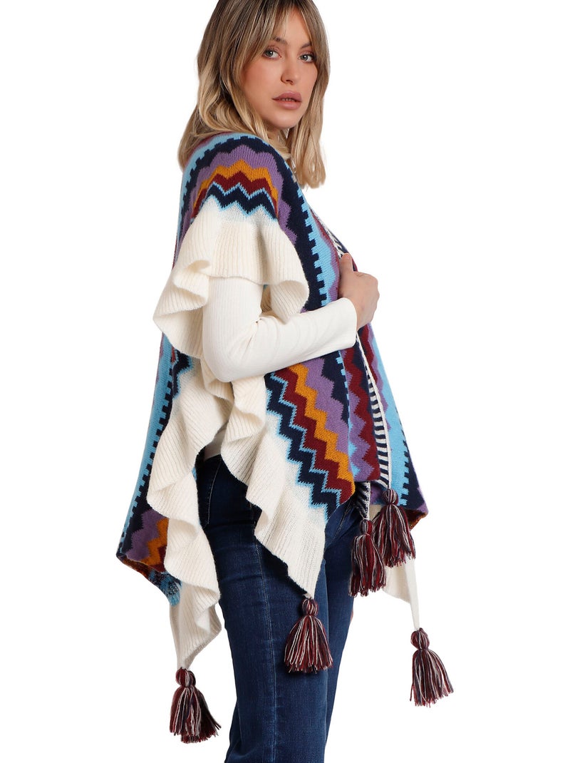 Poncho ouvert Volantes Multicolore - Kiabi
