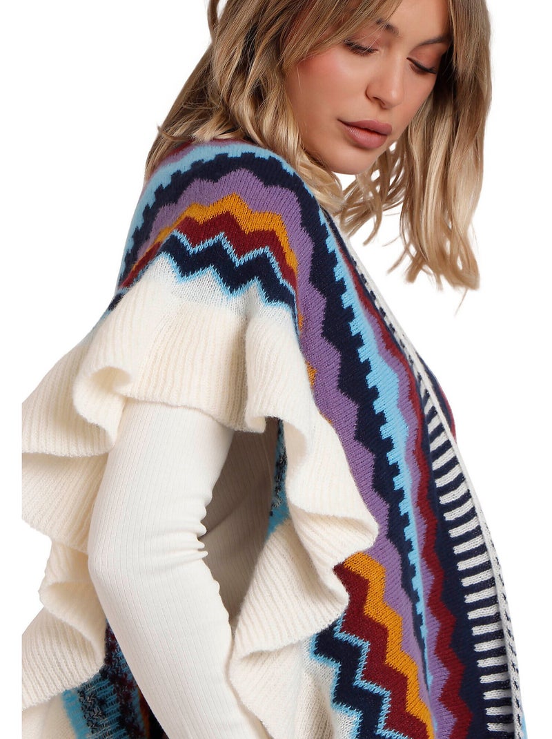 Poncho ouvert Volantes Multicolore - Kiabi