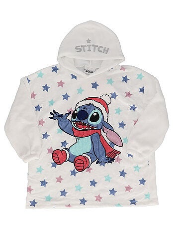 Poncho plaid à capuche molletonné Disney Stitch polyester