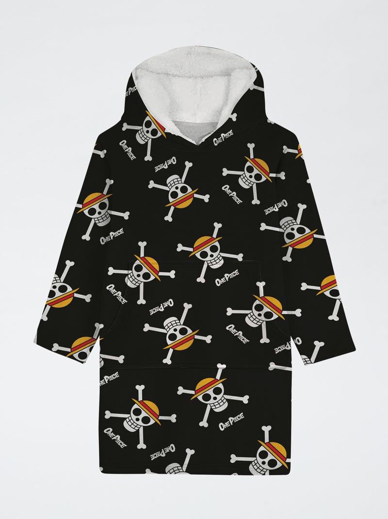 Poncho plaid 'One piece' Noir - Kiabi