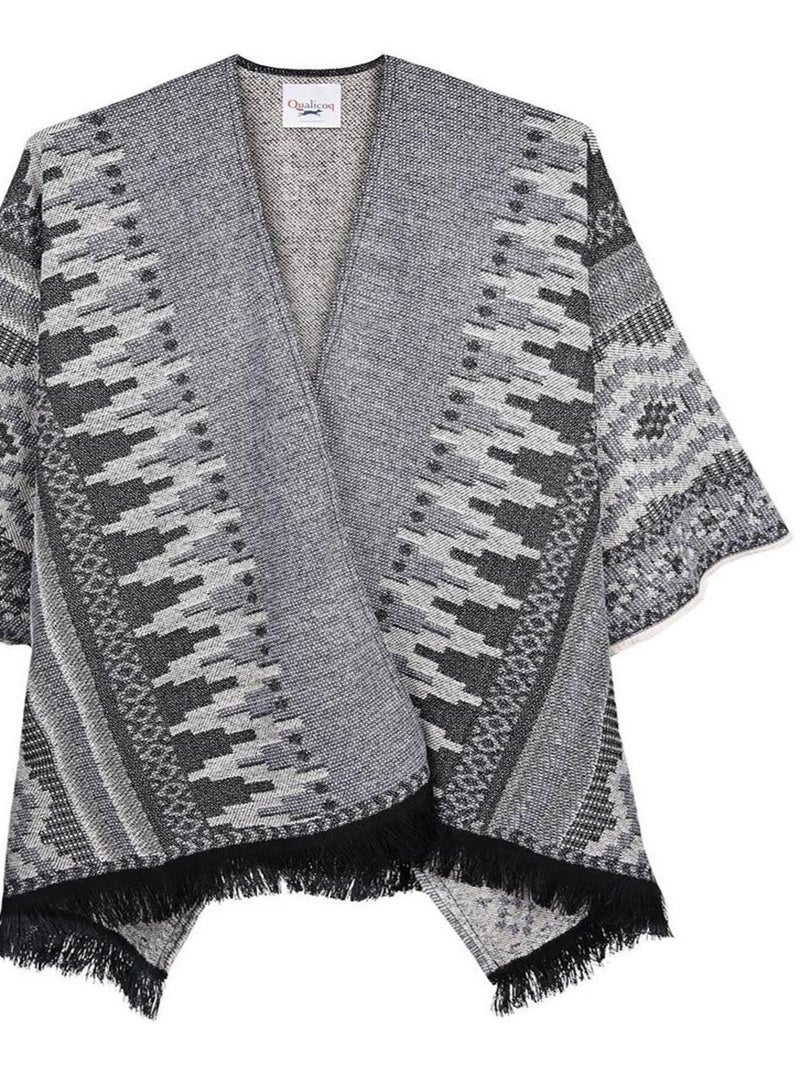 Poncho Poches Aztèque - Fabriqué en France Gris - Kiabi