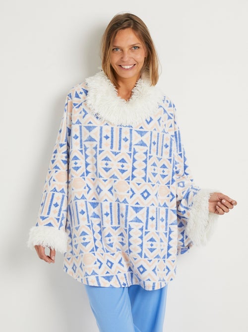 Poncho polaire chaud imprimé col boule - Afibel - Kiabi