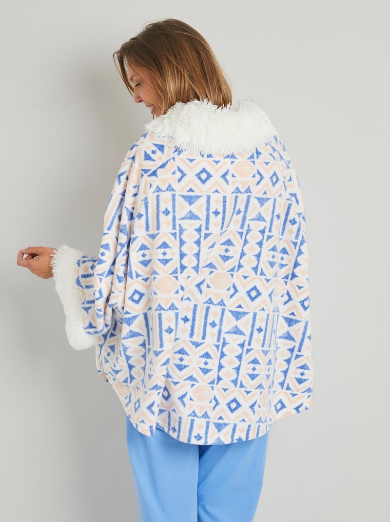 Poncho polaire chaud imprimé col boule - Afibel Bleu - Kiabi