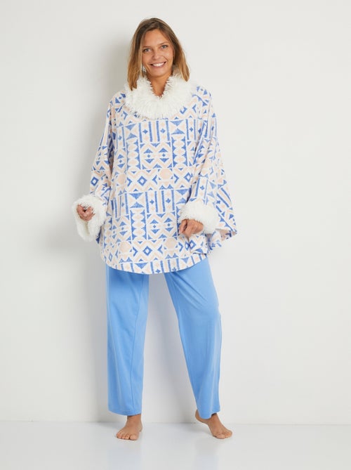 Poncho polaire chaud imprimé col boule - Afibel - Kiabi